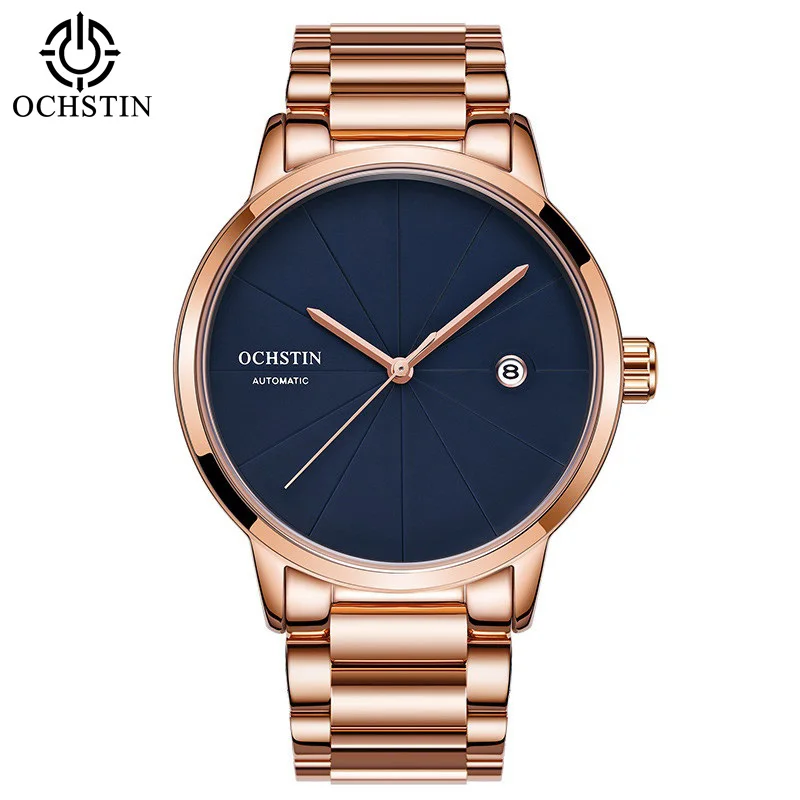 

OCHSTIN Ultra-thin Automatic Mechanical Watch Men Luxury Rose Gold Full Stainless Steel Watch Fashion Business Mens Wristwatch