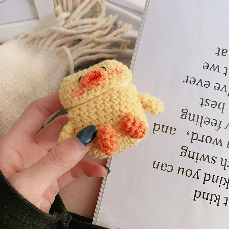 Мультяшный защитный вязаный чехол, кожаный чехол для свитера, силиконовая коробка для гарнитуры, Вязаная Шерстяная Крышка для наушников, содержит силиконовый чехол