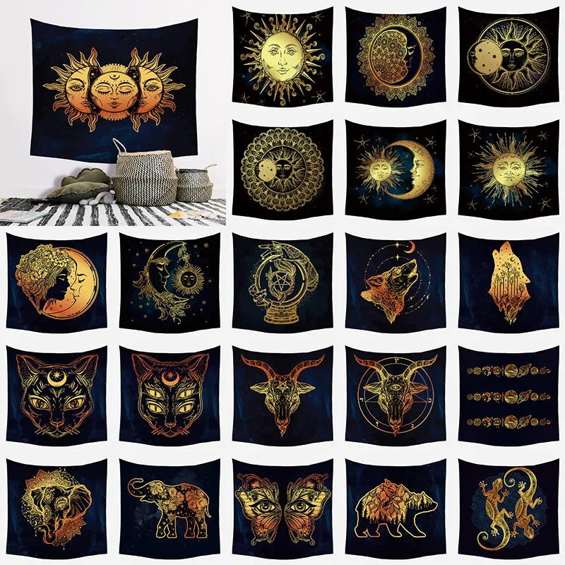 

VOGVIGO 2020 New Beautiful Wall Hanging Tapestry Animal Beautiful Black Gold Beach Towel Nature Mural Polyester Carpet