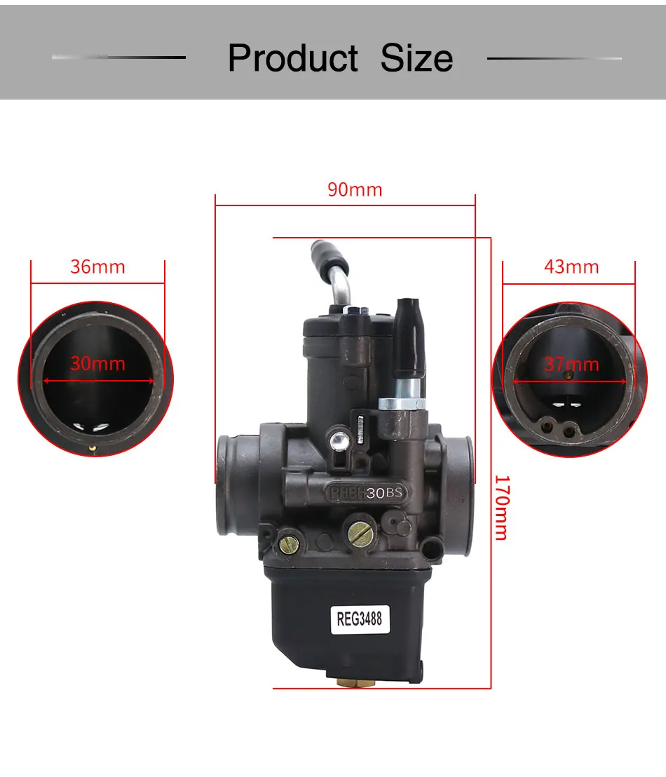 Usual DellOrto PHBH 30mm BS R3488 Motorcycle Carburetor 125-300cc 2T/4T For Yamaha Aprilia Moto Dirt Bike Off Road - - Racext 16