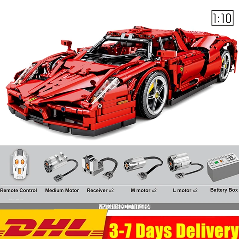 

2019 MOC Super RED Enzo Racers LaFerrari Racing Sports Car Building Blocks Sets Kits Bricks Kids Gift Toy Compatible Technic
