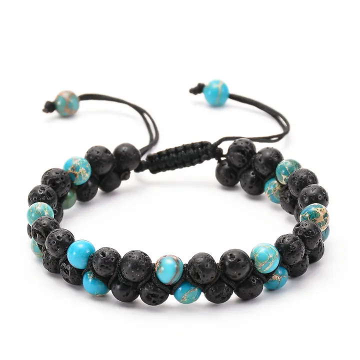turquoise Новинка, ретро браслет под старину натуральный камень, медный браслет из лавы, женский браслет с эфирным маслом, корона, ручной работы, каменный браслет - Окраска металла: turquoise