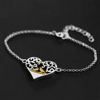

INATURE 925 Sterling Silver Cute Bird Heart Bracelet Valentine's Day Gift for Women Lovers