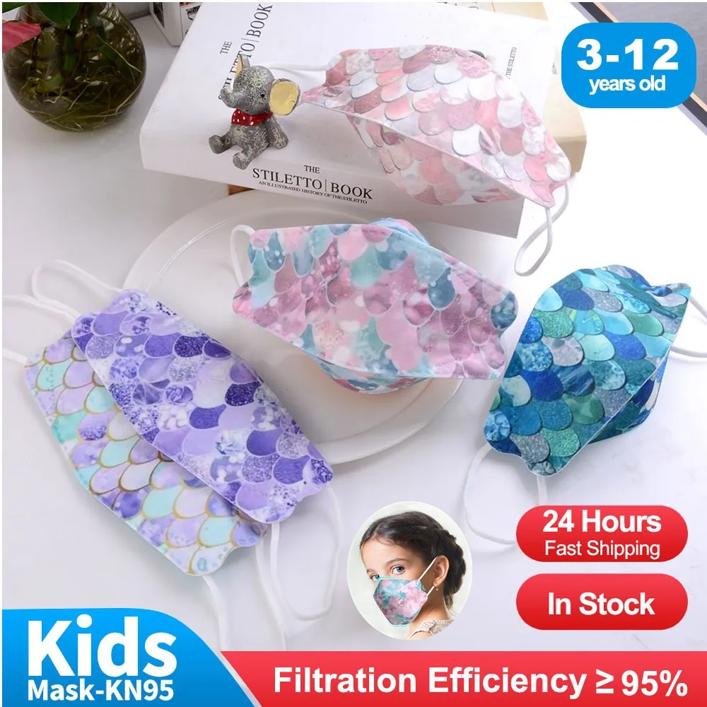 Mascarillas FFP2 reutilizables para Niños, máscara con estampado de escamas de peces, FPP2, KN95, FPP3