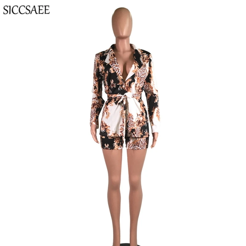 Deep V Neck Cardigan With Sashes Floral Print Blazer And Shorts Sets Elegant Two Piece Set Work Wear Office Lady Sexy Outfits Deep V Neck Cardigan With Sashes Floral Print Blazer And Shorts Sets Elegant Two Piece Set Work Wear Office Lady Sexy Outfits