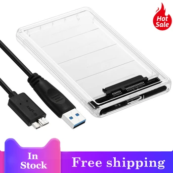 

USB 3.0 Micro-B External Hard Drive Enclosure 5 Gbps For 2.5 Inch SATA HDD And SSD Tool Free-Transparent