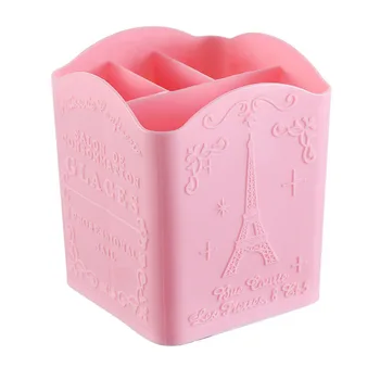 

Desk Pen Holder Mini Organizer 4 Compartments Cosmetic Brush Cases PP Nail Art Tool Eiffel Tower Container Storage Box Makeup