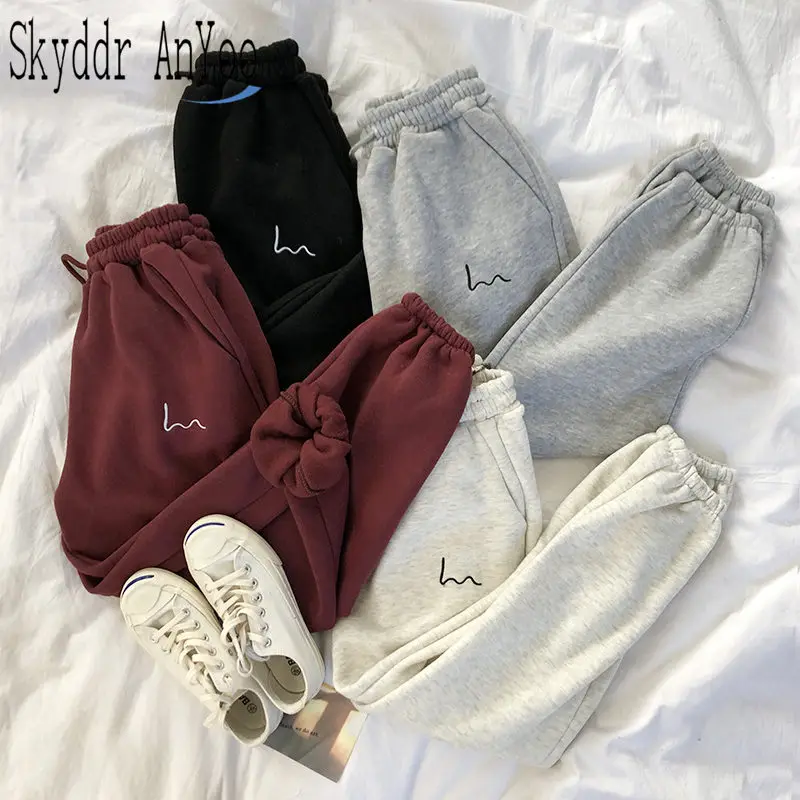 Winter Women Harem Pants Fleece Harajuku Black Pants Female Japanese Sweatpants Casual Ladies High Waist Long Trousers Bottom Winter Women Harem Pants Fleece Harajuku Black Pants Female Japanese Sweatpants Casual Ladies High Waist Long Trousers Bottom