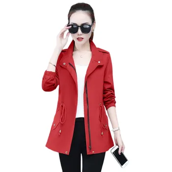 

Women Jacket Spring Autumn Casual Plus Size 5XL Long Coat Windbreaker Female Jacket Waterproof Coats Overcoats Student Outerwear