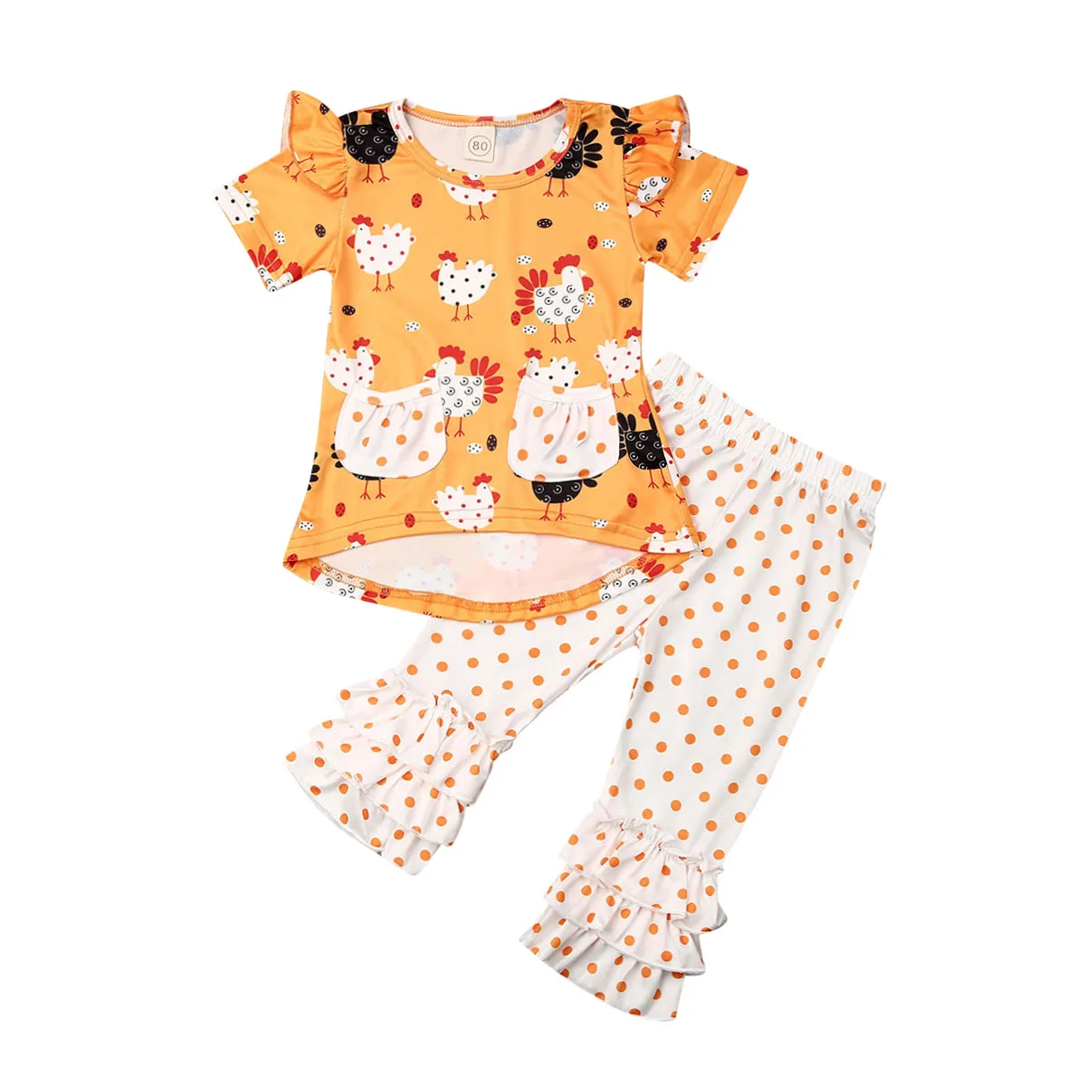 Комплект одежды из 2 предметов для маленьких девочек на День Благодарения топы с короткими рукавами, футболка с рисунком длинные штаны, комплект одежды