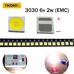 Rétro éclairage LED haute puissance TCL EMC, 100 pièces, 2W 3030 6V, courant 200 250MA, blanc froid, température 15000 20000k, Application TV 