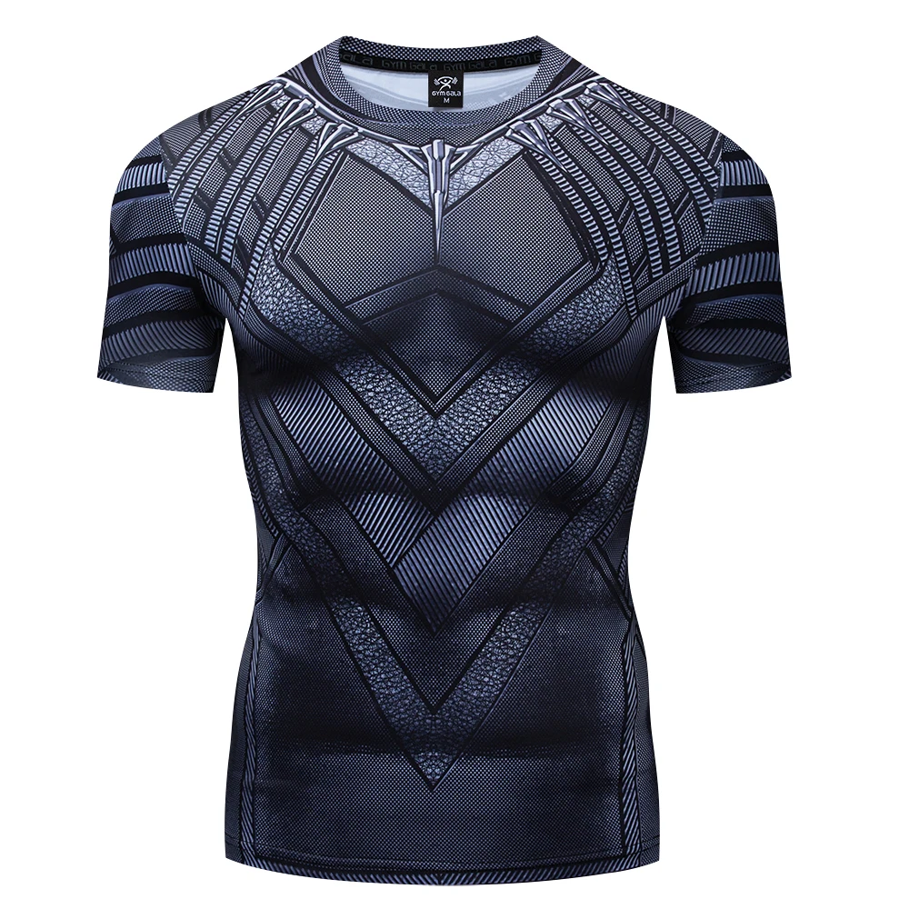 

Man's T shirts Black panther series 3D Printed Compression T-shirts Top Fitness Summer Tights Short Sleeve Suitable for gym