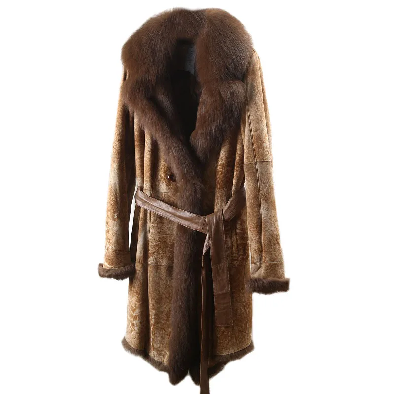 

2019 Winter New Women Real Rabbit Fur Parka Casual Warm Coats Female Jackets With Fox Fur Collar Thick Slim Clothing