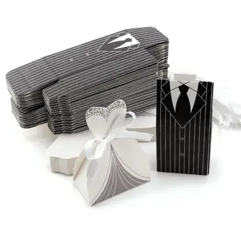 

20pc Bride/Groom Parperboard Wedding Favor Box Candy Bags Wedding Party Decoration Supplies Favor Gift Box