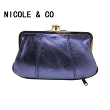 NICOLE& CO портмоне из натуральной кожи, кошелек из овечьей кожи, кошелек с металлическим замком, держатель для карт, кошелек на молнии, Маленькая женская сумка