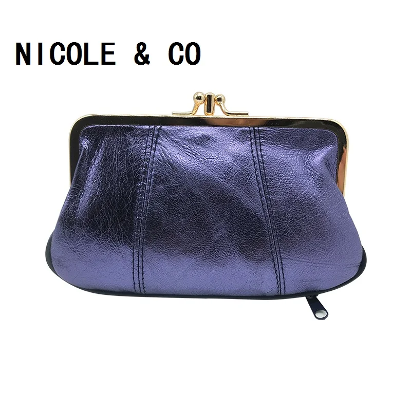 Кошелек NICOLE & CO из натуральной кожи для мелочи кошелек овечьей с металлической
