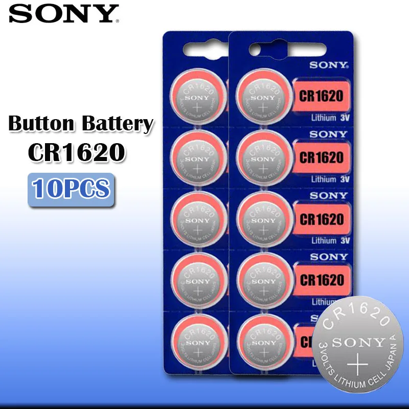 

10pcs/lot sony CR1620 100% Original Lithium Battery For car key watch remote control toy 1620 ECR1620 GPCR1620 Button Battery