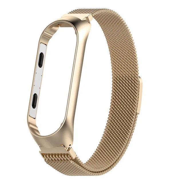 Gold Металлический магнитный браслет, ремешок для Xiaomi mi, 3, 4, металлический ремешок из нержавеющей стали, mi Band 3, 4, браслет для mi Band 3, 4 - Цвет: Gold