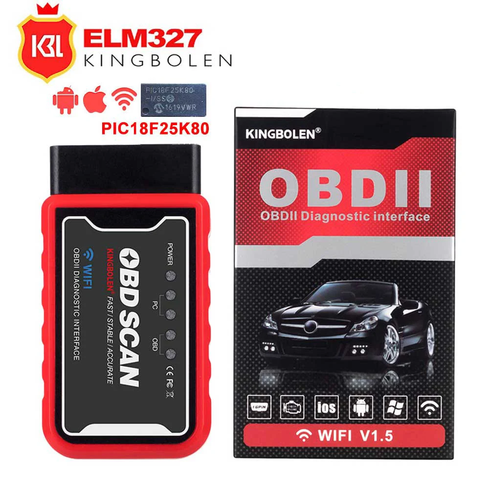 OBD2 автомобильный диагностический инструмент ELM327 Wifi/Bluetooth для IOS/Android/Symbian для OBDII протокол с PIC18F25K80 чип OBDII сканер