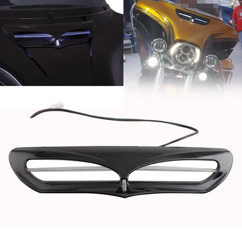 

Batwing Fairing Vent Trim with LED Accent Lights Cover For Harley Touring Electra Glide Street Glide Motorcycle Black