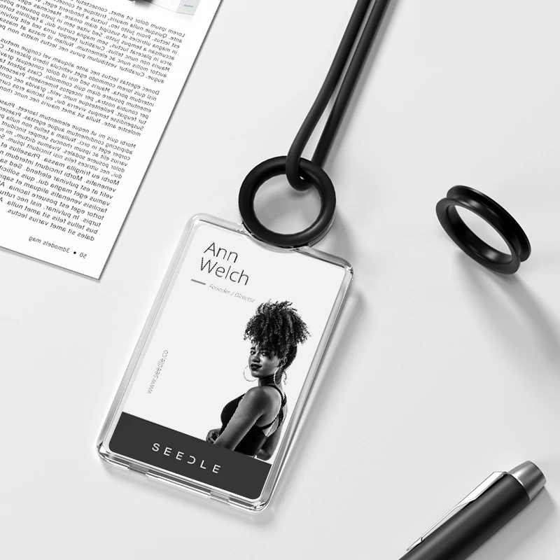 

Transparent Acrylic Creative Students ID Card Holder With Lanyards Badges Passport for Employee (standard size )