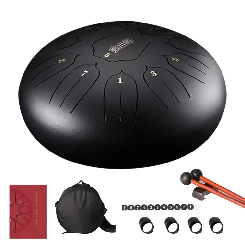 

12 Inch Mini Sound Drum 11 Tone Steel Tongue Professional Percussion Drum Handpan Instrument With Drum With Carry Bag