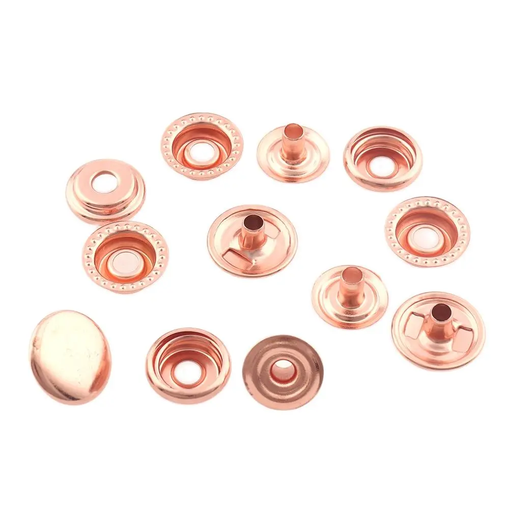 30sets 15mm Metal Press Studs Sewing Button Snap Fasteners Rose gold Sewing Leather Craft Bags Garment Handmade DIY Accessories 4
