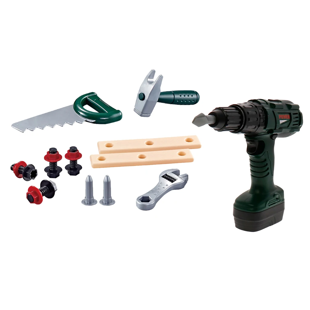 Durable Kids Tool Set with Electronic Drill and Pretend Play Construction Accessories + Storage Case, Children Educational Toys