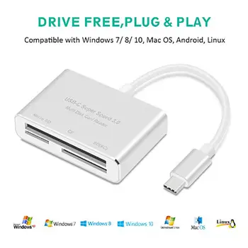 

3 in 1 USB C High Speed Card Reader Type C to CF SD TF Card for Macbook Phone