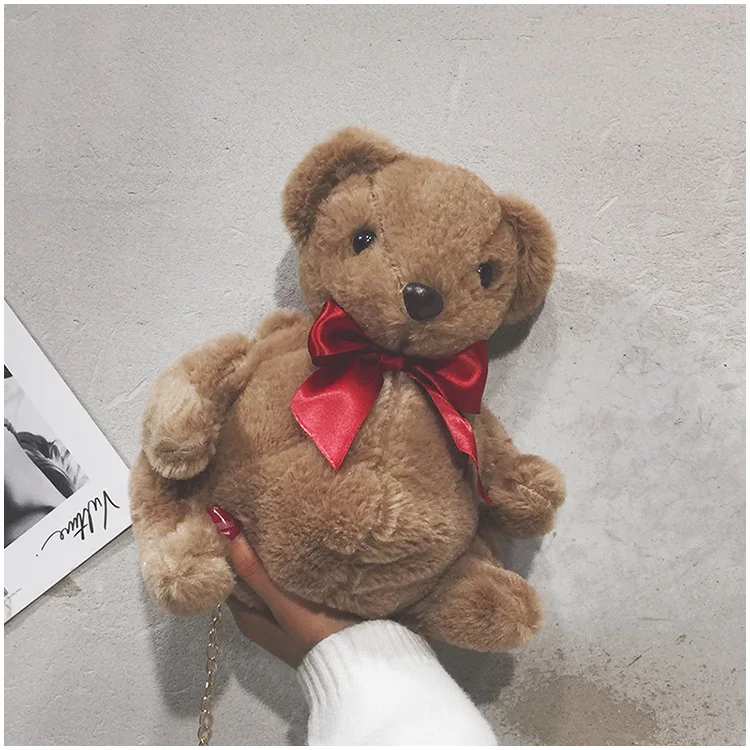 Cartoon brown teddy bear Baby plush backpack Cute big belly litter bear doll Animal backpack plush toy girls bags gift schoolbag