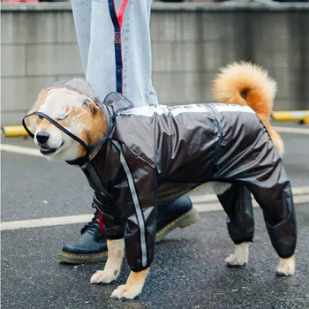 

Small Medium Large Dog Raincoat Four Feet Hooded Dogs Rain Coat Pet Clothes Puppy Teddy Doberman Labrador Waterproof Jacket