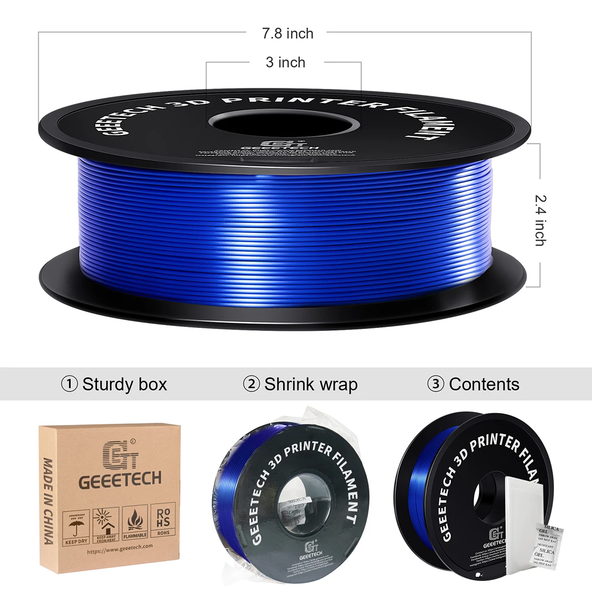Fio de Seda 1kg 1.75 mm do Filamento do Pla 3d de Geeetech Material da Impressora 3d Recargas da Cópia Pacote Rápido do Vácuo da Entrega - Imagem 4