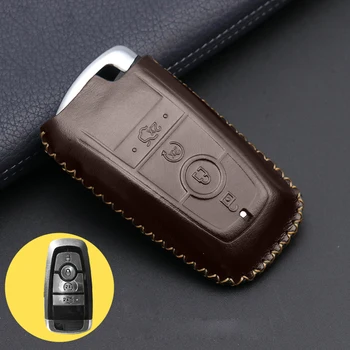 

Leather Key Cover Case for Ford Explorer Mondeo Focus 2 3 Kuga Mustang Edge Fiesta Ecosport Fusion C-max Transit Ranger Key Case