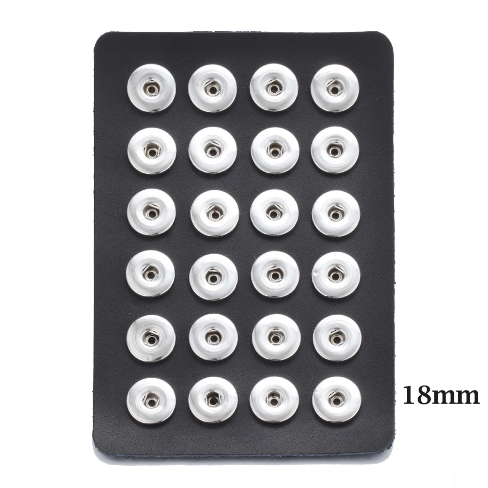 Fit 18mm Snaps Новая ювелирная витрина 24 шт 12 мм и 18 мм кнопки ювелирные изделия 10 цветов черный держатель из натуральной кожи - Окраска металла: Fit 18mm Snaps