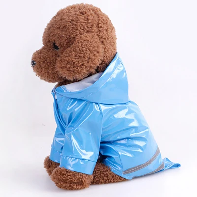 Dog Raincoat Pet Poncho with Hood Waterproof Rain Coat Jacket for Small Dogs - Цвет: Синий