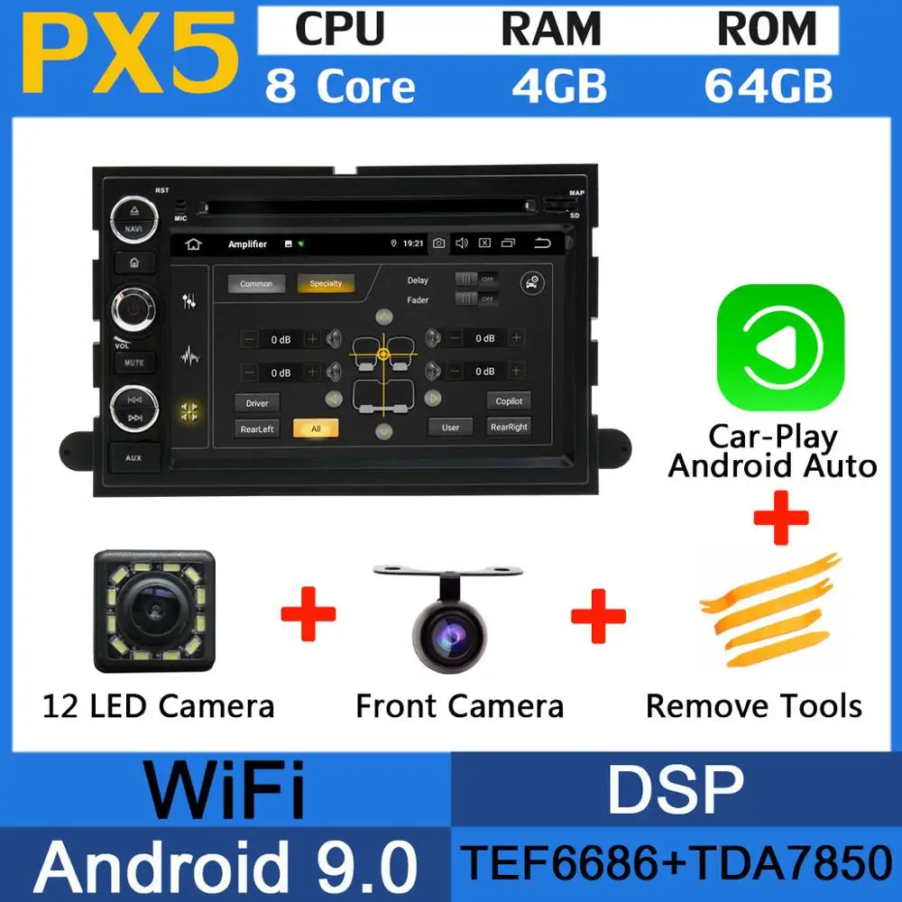 PX5-Carplay 5 USB Octa Core Android 9,0 Автомобильный DVD плеер для Ford F150 F250 F350 F450 F550 2007 2008 2009 2010 2011 2012 2013 автомобильный радиоприемник - Цвет: PX5-Carplay