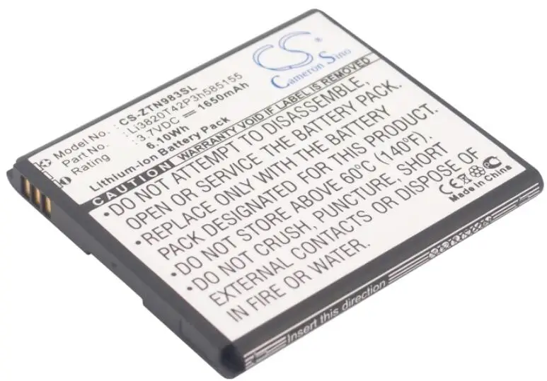 Cameron sino 1650 мАч батарея для zte N983 Солнечная U960E Z795G Li3820T42P3h585155 мобильный, Смартфон батарея