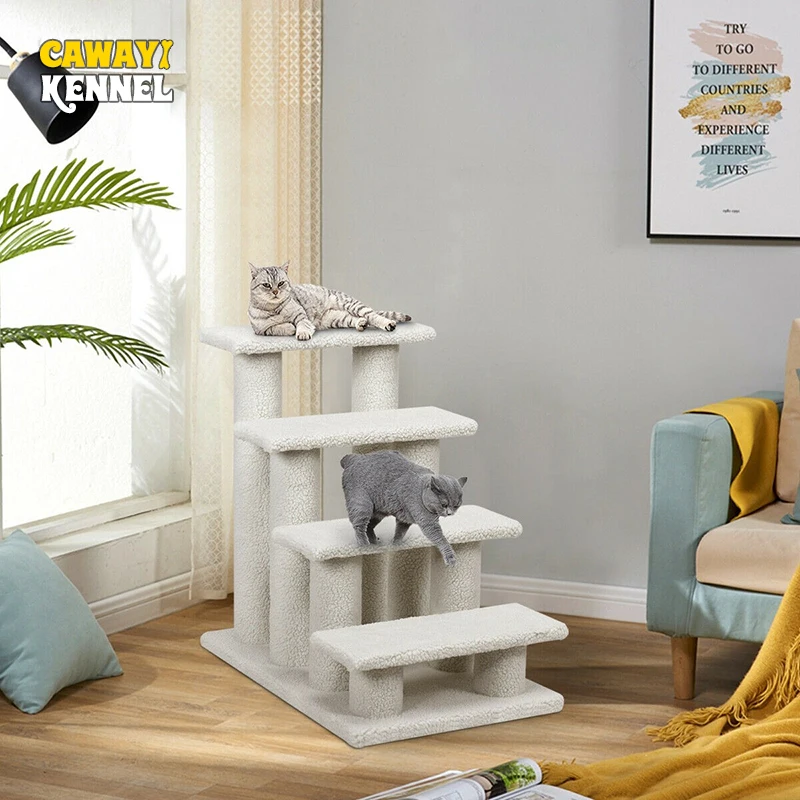 

Stable Construction Durable 4-Step cat Furniture Scratchers Pet Stairs Carpeted Ladder Ramp Scratching Post Cat Tree Climber