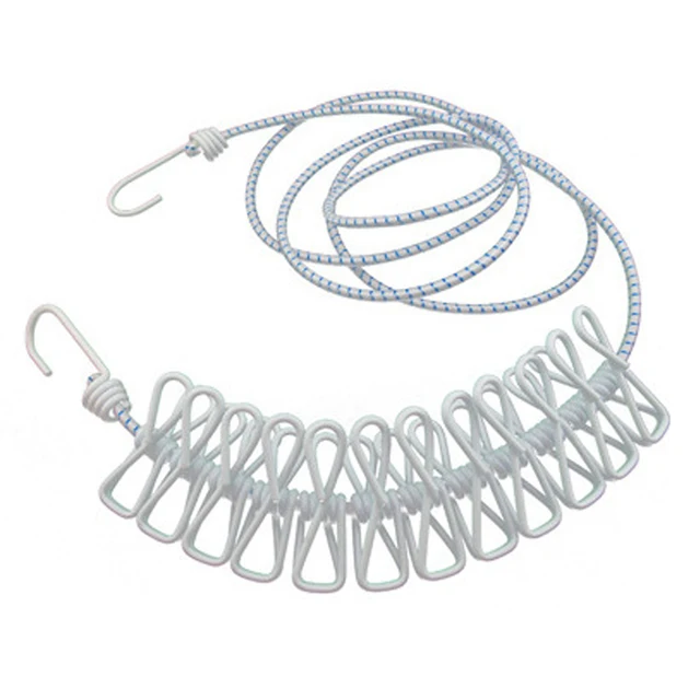 Kültéri Kemping Rugalmas Szárítókötél Utazás Kényelmes Ruhákkal Zokni Klipekkel Kötélen Elasztikus Kötél Tartós Piros - Image 3