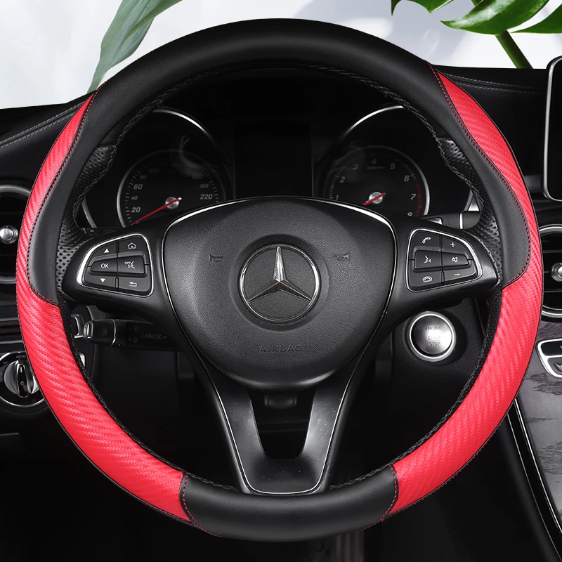 Black PU Artificial Leather Sew Car Steering Wheel Cover for Hyundai ix25- ix35 Creta- Elantra 201