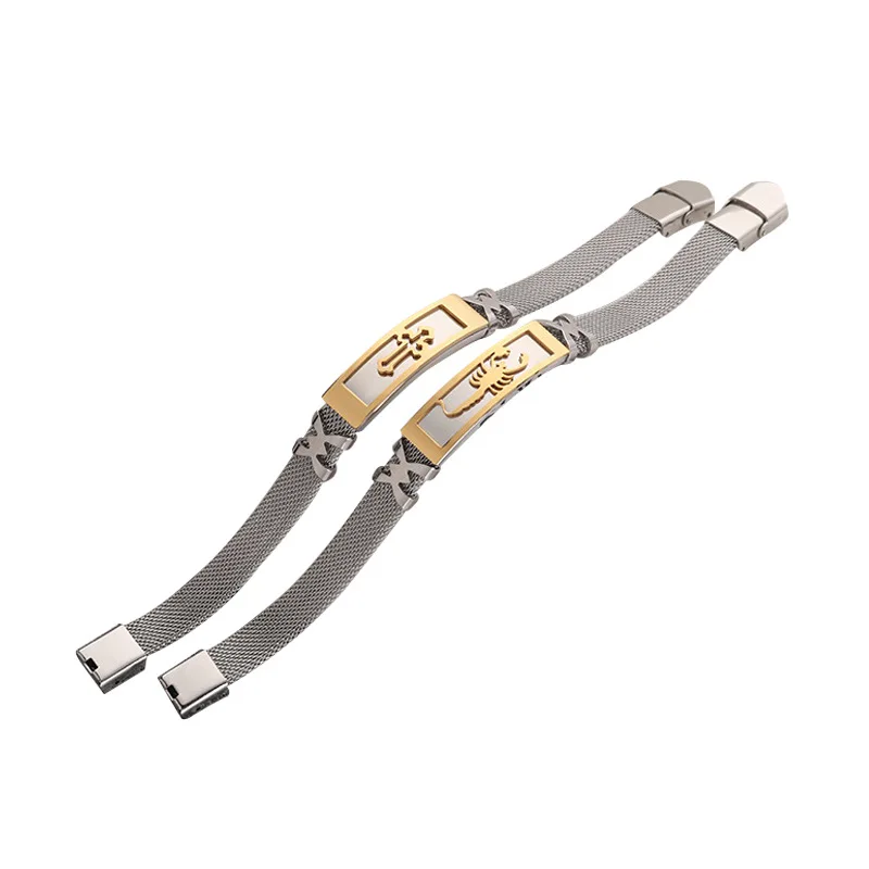 Браслеты из нержавеющей стали мужские браслеты с подвесками скорпиона/Креста в