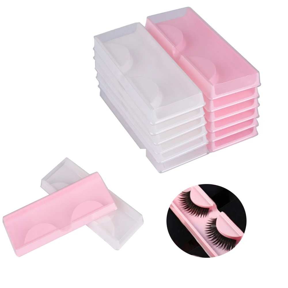 

10Pcs Lashes Packing Boxes Transparent Lid Eyelashes Holder Box Trays Eye Lash Tray Clear Case High Quality Wholesale