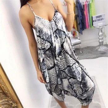 

2019 New Leopard Print Jumpsuit Womens Casual Loose Summer Sleeveless Strappy Casual Jumpsuit Overalls