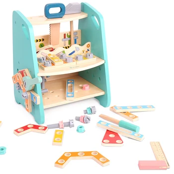 

Rowsfire 48Pcs Children Wooden Pretend Nut Assembly Tool Maintenance Platform Toys