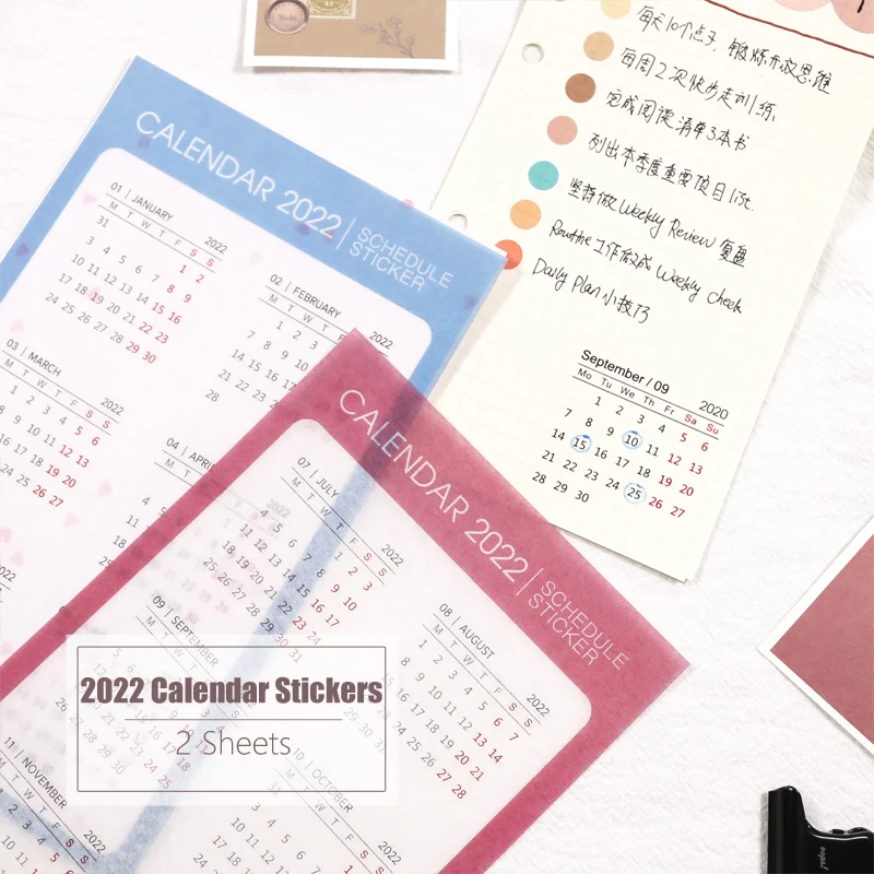 Mypretties 2 Sheets Set 2021 2022 Calendar Stickers Functional Planner Stickers Monthly Schedule Mark Agenda Stationery Stickers Assorted Stickers Aliexpress 2022 Calendar Stickers