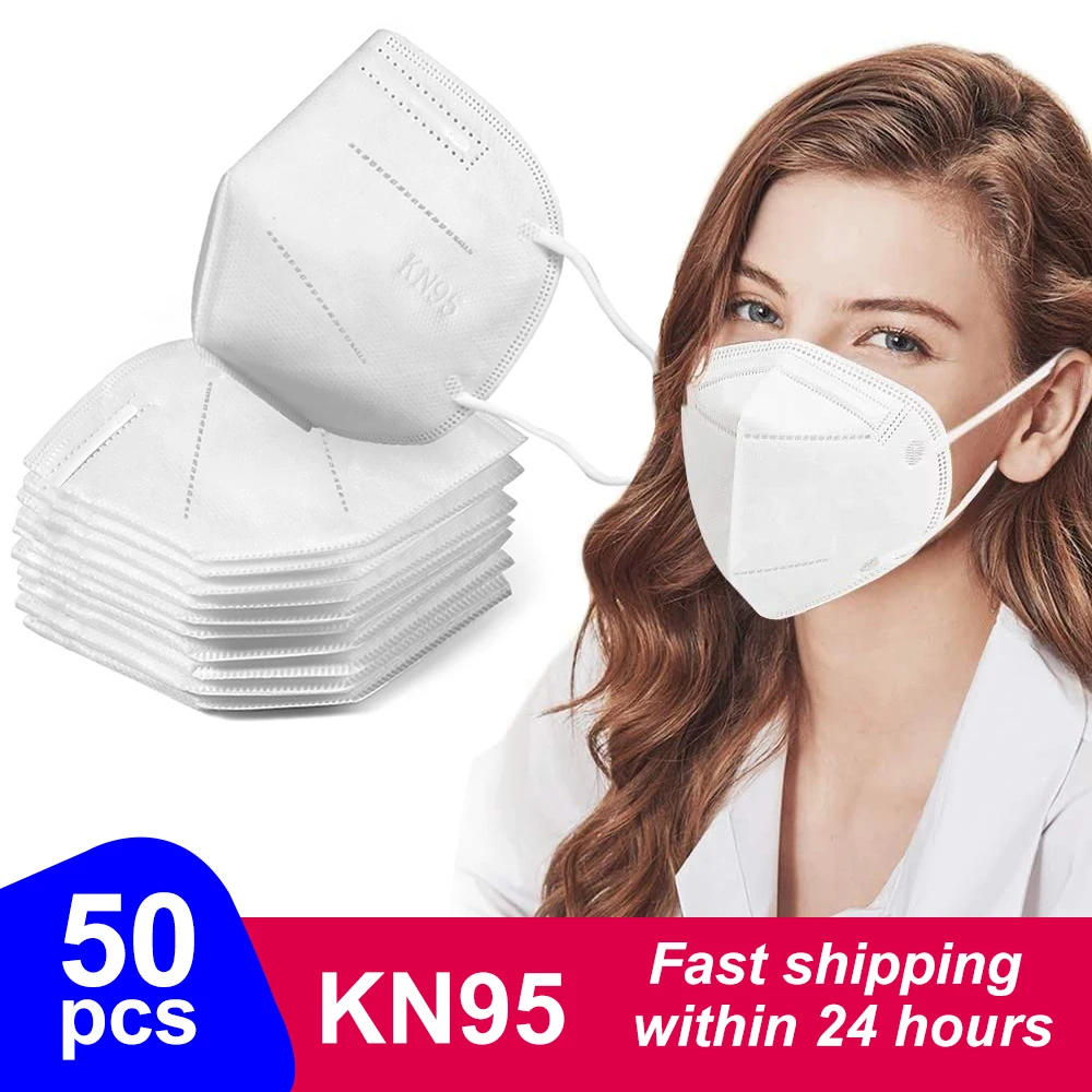 

50 pcs KN95 Dustproof Anti-fog And Breathable Face Masks 95% Filtration N95 Masks Features as KF94 FFP2