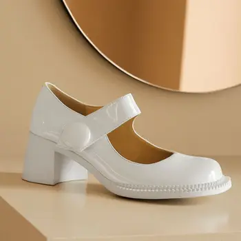 

High-Quality Small Leather Shoes Women Pumps Models Mary Jane Shoes Women's Japanese High Heels Retro White Platform Shoes Woman