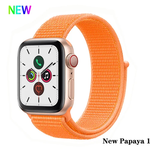 New Papaya 1 Нейлон pulseira для apple watch band 4 44 мм 40 мм(iwatch 5) apple watch 3 2 1 ремешок 42 мм 38 мм дышащий браслет ремень аксессуары - Цвет ремешка: New Papaya 1
