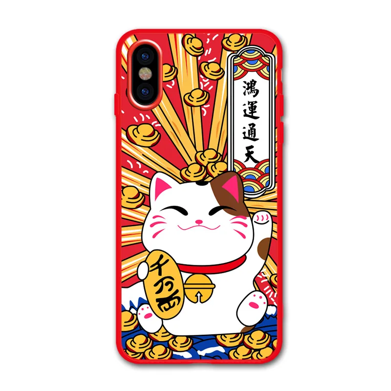Милые Чехлы kawaii с японским аниме котом на удачу для iPhone 7 8 6s 6 plus XS max силиконовый