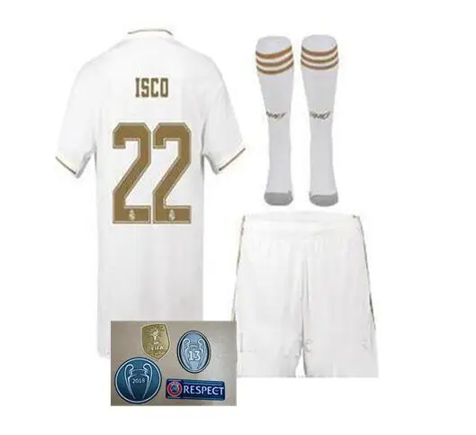 Real Madrideses, комплект для взрослых+ носки, Футбольная Футболка, домашняя одежда, 3RD Hazard ISCO BALE BENZEMA ASENSIO 19 20 Real Madrideses, футболка - Цвет: shirt